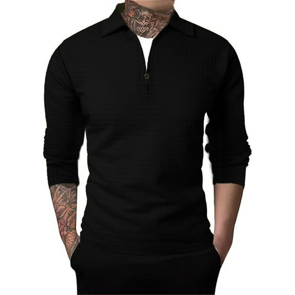 Men's Quarter Zip Knit Sweater Neck Casual Pullover Ribbed Edge Comfortable Stylish Warm Winter Top Mens Casual Crew Neck Basic Tees
