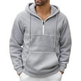 thumbnail image 1 of Men's Quarter Zip Long Sleeve Hoodie Solid Color Pullover Basic Fashion Tops Fall Clothes Outfits Casual Winter Clothing 2025, 1 of 8