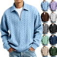 thumbnail image 1 of Men's Quarter Zip Long Sleeve Shirts Cable Knit Mock Neck Polo Sweater Casual Pullover Sweater, 1 of 5