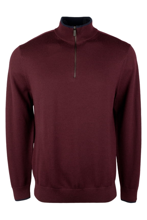 Men's Quarter Zip Merino Sweater-C-Small