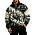 thumbnail image 1 of Men's Quarter Zip Mock Neck Sweatshirt Western Bear Print Long Sleeve Pullover Casual Outdoor Hunting Top Warm Athletic Sweatshirt Black L, 1 of 4