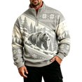 thumbnail image 1 of Men's Quarter Zip Mock Neck Sweatshirt Western Bear Print Long Sleeve Pullover Casual Outdoor Hunting Top Warm Athletic Sweatshirt Light Gray XXL, 1 of 4