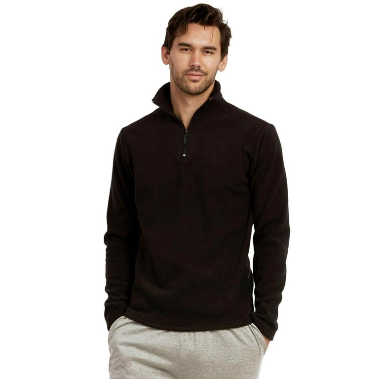 Walmart Men's Polar Fleece Quarter Zip Sweatshirt, Black 2XL