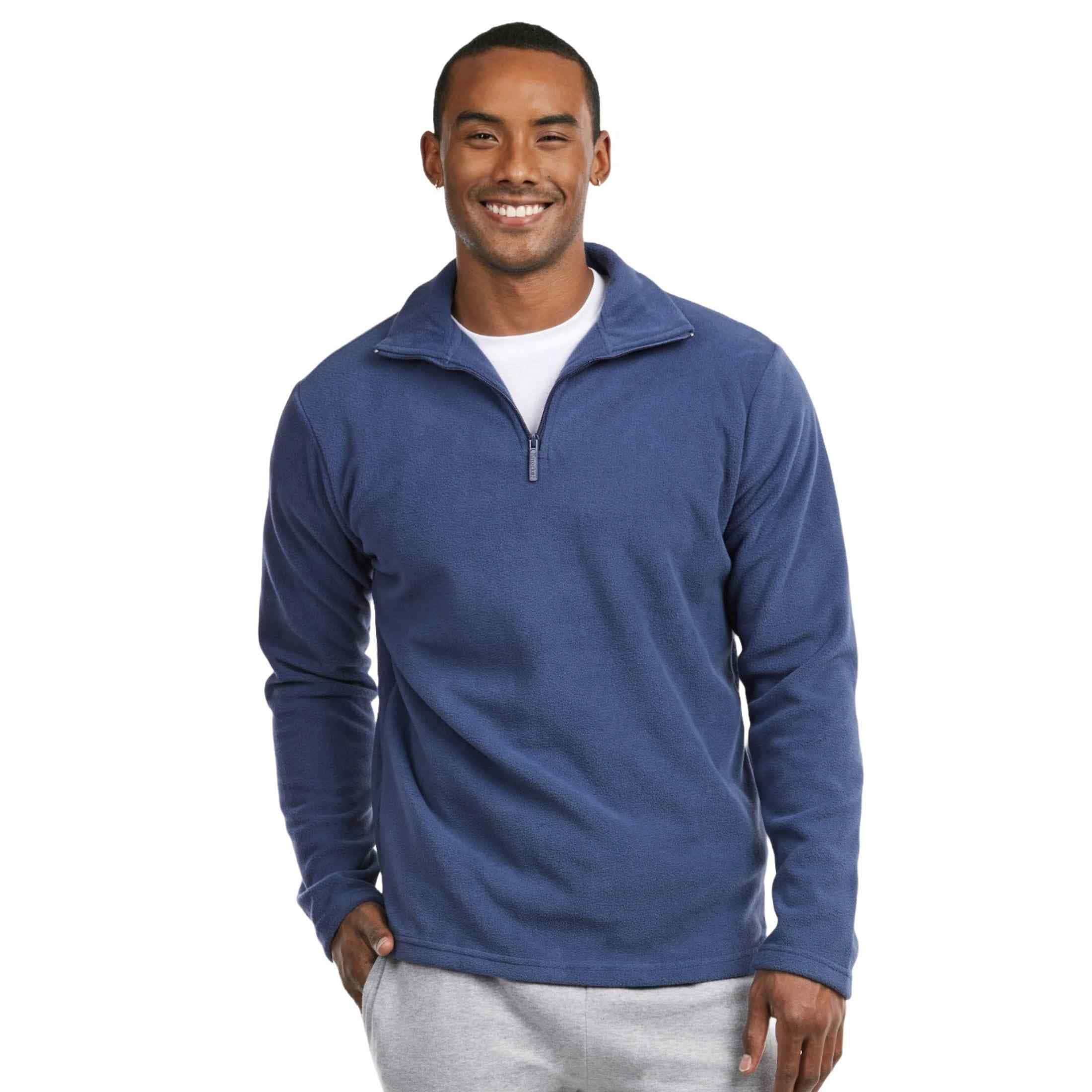Men's Quarter Zip Polar Fleece Pullover Sweatshirt, Denim S, 1 Count, 1 ...