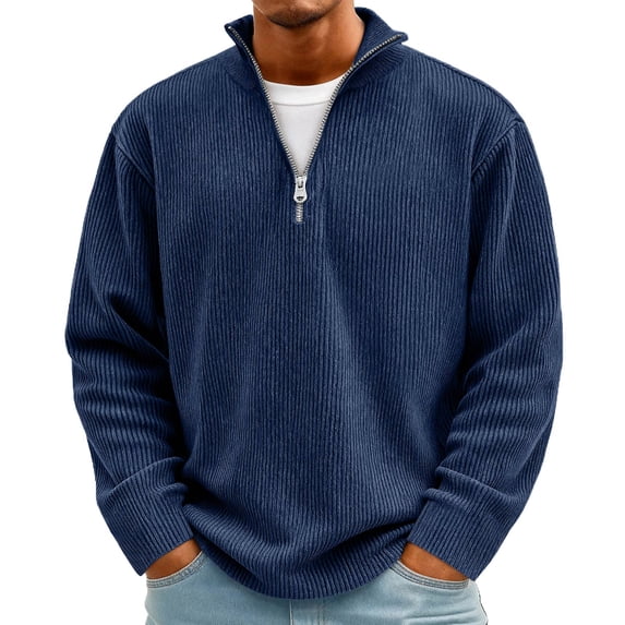 Men's Quarter Zip Pullover Casual Long Sleeve Mock Neck Sweatshirt Slim Fit Comfy Sweater Top for Fall Winter