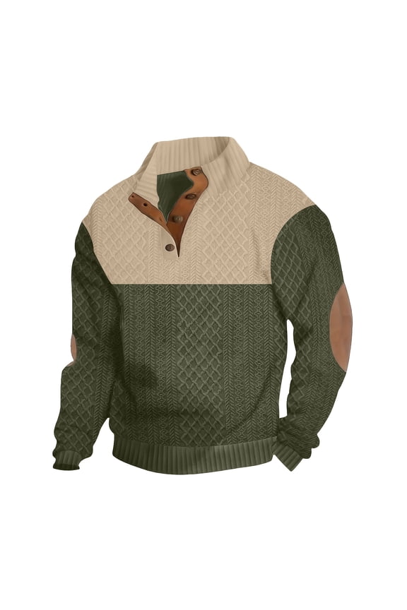 Men's Quarter Zip Pullover Dress Slim Fit Sweater Mock Neck Sweaters Casual Long Sleeve Pullovers Army Green M