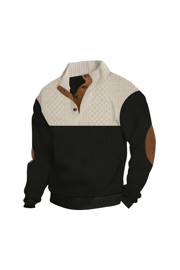 Men's Quarter Zip Pullover Dress Slim Fit Sweater Mock Neck Sweaters Casual Long Sleeve Pullovers Black XL