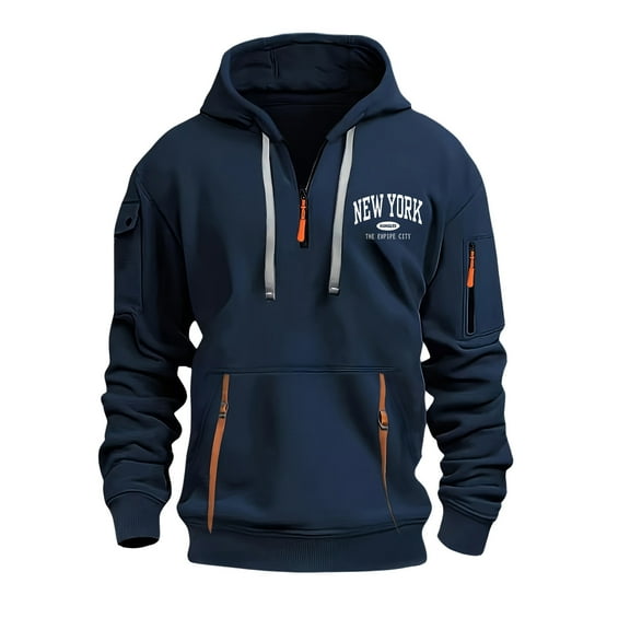 Men's Quarter Zip Pullover Hoodie Long Sleeve Casual Fashion Sweatshirt With Pockets Oversized Pullover Long Sleeve Crewneck Casual Tops