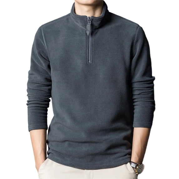 Men's Quarter Zip Pullover Long Sleeve Mock Neck Casual Fleece Sweater Top