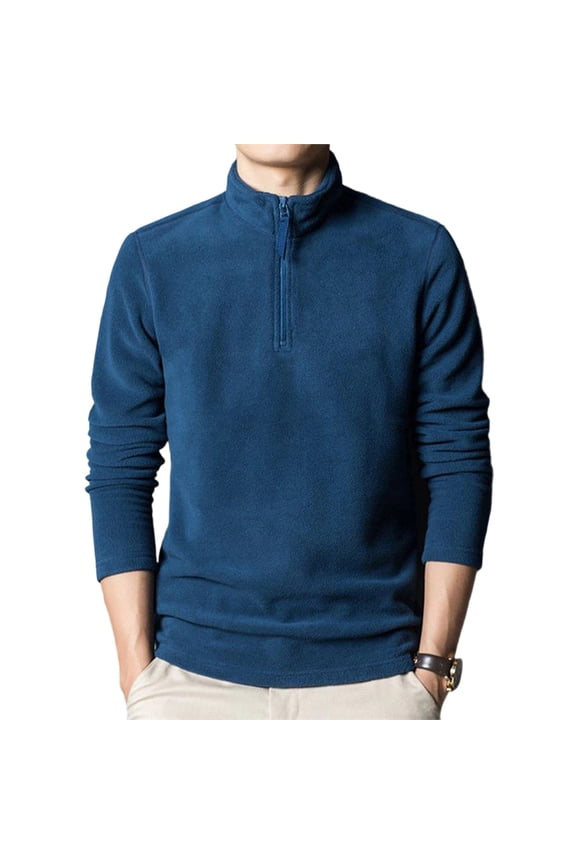 Men's Quarter Zip Pullover Long Sleeve Mock Neck Casual Fleece Sweater Top