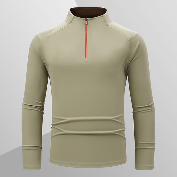 Men's Quarter Zip Pullover Long Sleeve Sun Shirts Upf 50+ Tees Fishing Running Rash Guard T-Shirts Outdoor Shirt Stretch Workout Activewear Sports Shirts