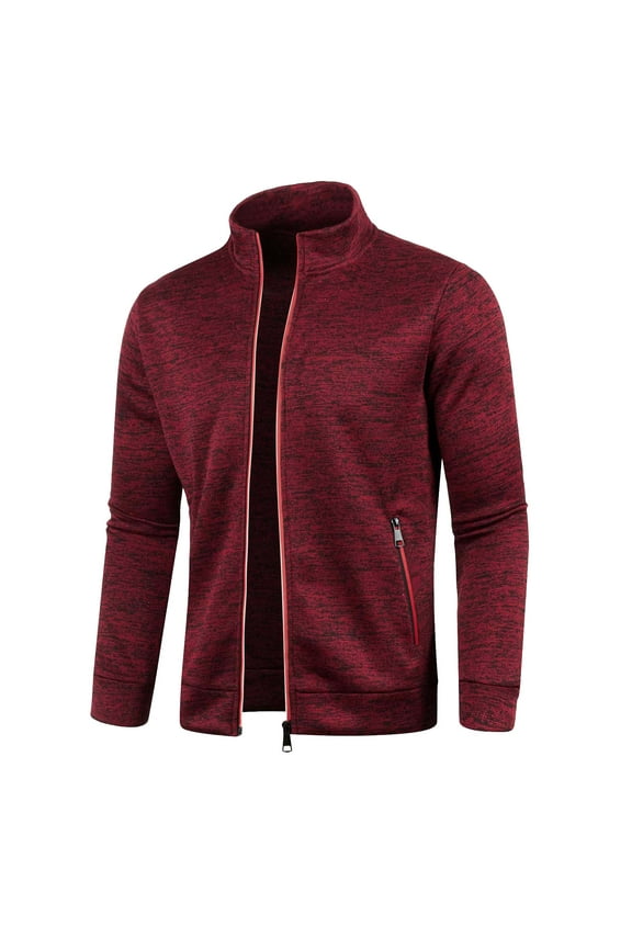 Men's Quarter Zip Pullover - Mens Winter Zipper Neck Sweater Coat Long Sleeve Fashion Top Warm Lined Outerwear, , Size M