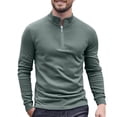 thumbnail image 1 of Men's Quarter Zip Pullover Quilted Pullover Casual Solid Color Long Sleeve Mock Neck Sweatshirt Polo, 1 of 4