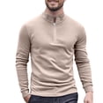 thumbnail image 1 of Men's Quarter Zip Pullover Quilted Pullover Casual Solid Color Long Sleeve Mock Neck Sweatshirt Polo, 1 of 4