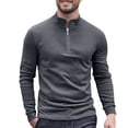 thumbnail image 1 of Men's Quarter Zip Pullover Quilted Pullover Casual Solid Color Long Sleeve Mock Neck Sweatshirt Polo, 1 of 4