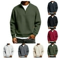 thumbnail image 1 of Men's Quarter Zip Pullover Quilted Sweater Long Sleeve Mock Neck with Pocket,Army Green XXL, 1 of 5