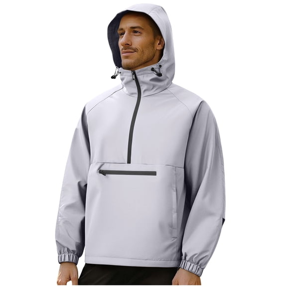 Men's StormShield Quarter-Zip Anorak Waterproof Hooded Windbreaker Multi-Pocket Trail-to-Town Performance Hiking Rain Shell