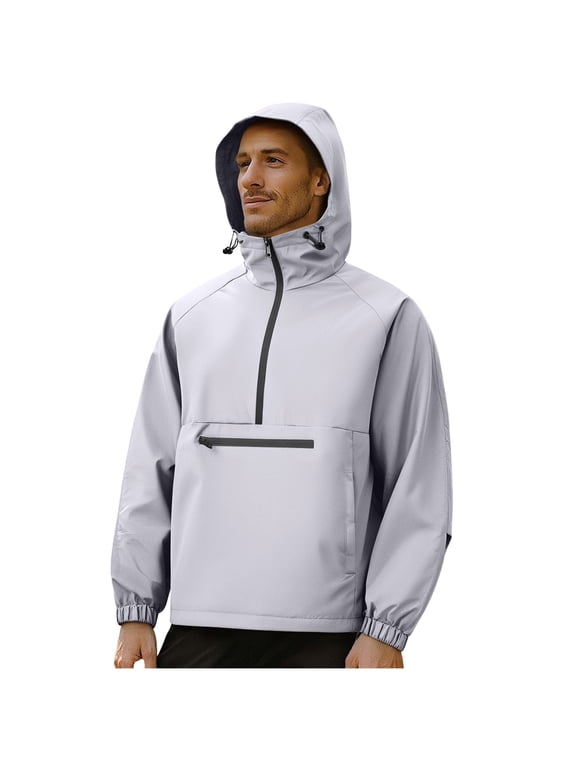 Men's StormShield Quarter-Zip Anorak Waterproof Hooded Windbreaker Multi-Pocket Trail-to-Town Performance Hiking Rain Shell