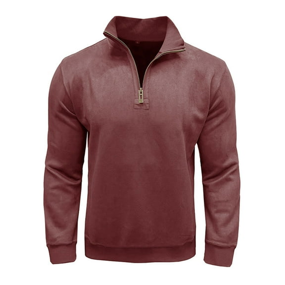 Men's Quarter Zip Pullover Sweater Long Sleeve Fall Winter Casual Sweater Stand Collar Sweatshirt