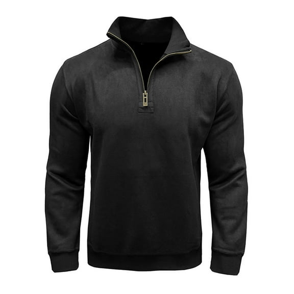 Men's Quarter Zip Pullover Sweater Long Sleeve Fall Winter Casual Sweater Stand Collar Sweatshirt