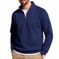 thumbnail image 1 of Men's Quarter Zip Pullover Sweatshirt Zip Long Sleeve Casual Warm Soft Fall Winter Outdoor Top with Stand Collar Royal Blue 4XL, 1 of 5