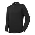 thumbnail image 1 of Men's Quarter Zip Shirts Top Long Sleeve Mock Collar Elastic Exercise Breathable Shirt Tops for Jogging (XXL, Black), 1 of 3