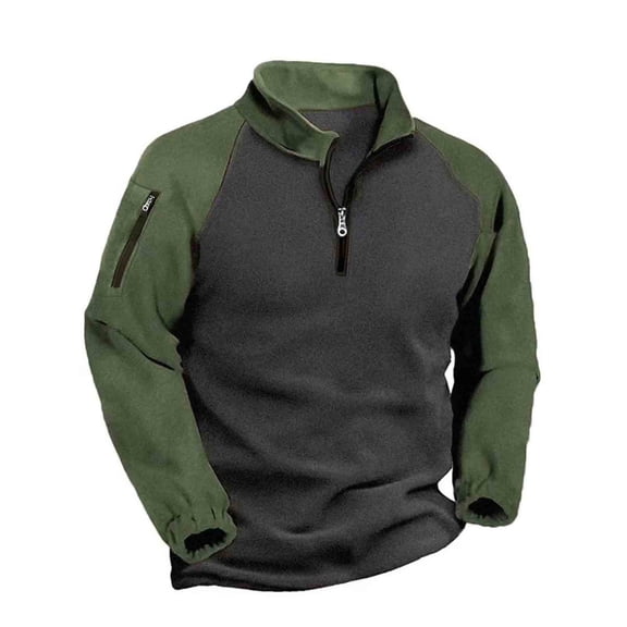 Men's Quarter Zip Stand Collar Pullover Sweatshirt Long Sleeve Warm Fleece Jacket Lightweight Casual Outdoor Wear Top