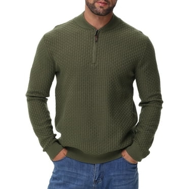 Weilanxin Men's Lightweight Sweater Quarter Zipper Pullover Sweaters Knitted Crew Neck Long Sleeve Waffle Casual