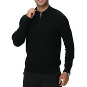 WEILANXIN Men's Lightweight Sweater Quarter Zipper Pullover Sweaters Knitted Crew Neck Long Sleeve Waffle Casual