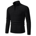 thumbnail image 1 of Men's Quarter Zip Sweater Mock Neck Knitted Pullover Top Lightweight Solid Color Long Sleeve Sweatshirt for Men (Black 3XL), 1 of 6