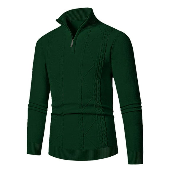 Men's Quarter Zip Sweater Solid Color Knitted Sweaters Casual Mock Neck Pullover Slim Fit Warm Comfortable Tops for Fall Winter