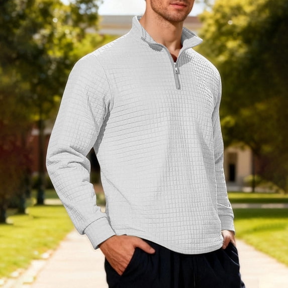 Men's Quarter Zip Sweater Textured Knit Business Casual Pullover