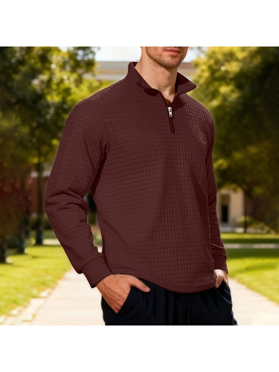 Men's Quarter Zip Sweater Textured Knit Business Casual Pullover