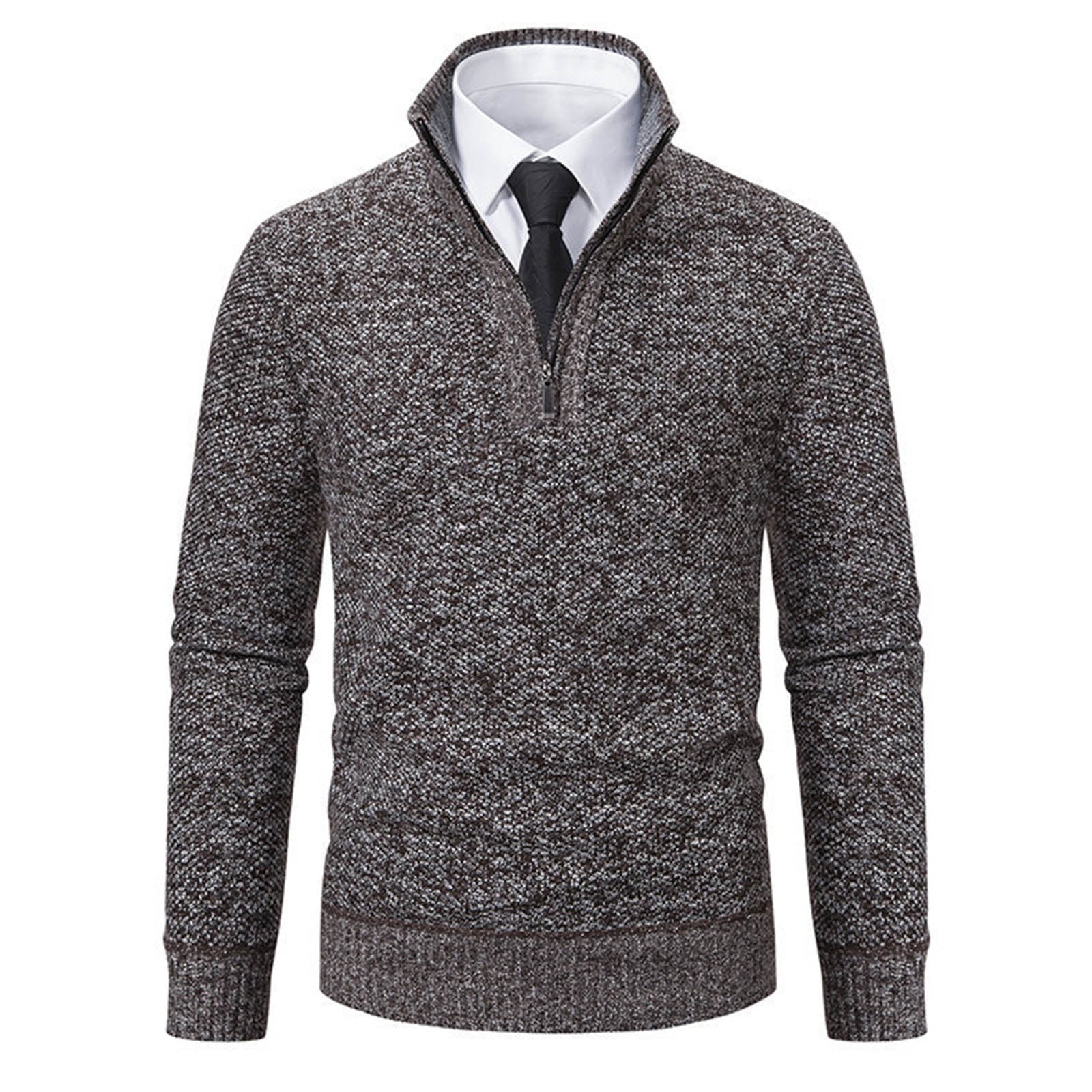 Sweaters Second Base Men's Quarter Zip Sweaters Classic Stand Collar Slim Fit Sweatshirts ...