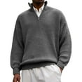 thumbnail image 1 of Men's Quarter Zip Sweaters Slim Fit Mock Neck Pullover Sweaters Lightweight Knitted Sweater Gray L, 1 of 3