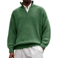 thumbnail image 1 of Men's Quarter Zip Sweaters Slim Fit Mock Neck Pullover Sweaters Lightweight Knitted Sweater Green 3XL, 1 of 4