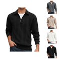 thumbnail image 1 of Men's Quarter Zip Sweatshirt 2025 Fall Winter Long Sleeve Lapel Collared Jacquard Sweat Shirt Pullover Tops, 1 of 1