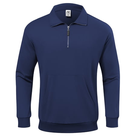Men's Quarter Zip Pullover Casual Lightweight Sweatshirt with Long Sleeve Navy Blue