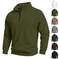 thumbnail image 1 of Men's Quarter Zip Sweatshirt Mock Neck Raglan Sleeve Pullover Solid Color Fleece Long Sleeve Classic Relaxed Fit Casual Layering Sweatshirt., 1 of 3