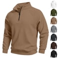 thumbnail image 1 of Men's Quarter Zip Sweatshirt Mock Neck Raglan Sleeve Pullover Solid Color Fleece Long Sleeve Classic Relaxed Fit Casual Layering Sweatshirt., 1 of 6