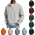 thumbnail image 1 of Men's Quarter Zip Sweatshirt Solid Color Long Sleeved Mock Neck Basic Top Casual Pullover Shirts Winter Fashion Clothing, 1 of 10