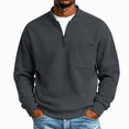 thumbnail image 1 of Men's Quarter Zip Sweatshirt Stand Collar Pullover Top with Chest Pocket Relaxed Fit Casual Sweatshirts, 1 of 2