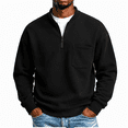 thumbnail image 1 of Men's Quarter Zip Sweatshirt Stand Collar Pullover Top with Chest Pocket Relaxed Fit Casual Sweatshirts, 1 of 2