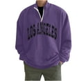 thumbnail image 1 of Men's Quarter Zip Sweatshirts Oversized Letter Print Graphic Long Sleeve Sports Shirts Fashion Casual Collared Gyms Athletic Pullover Tees Shirt, 1 of 6