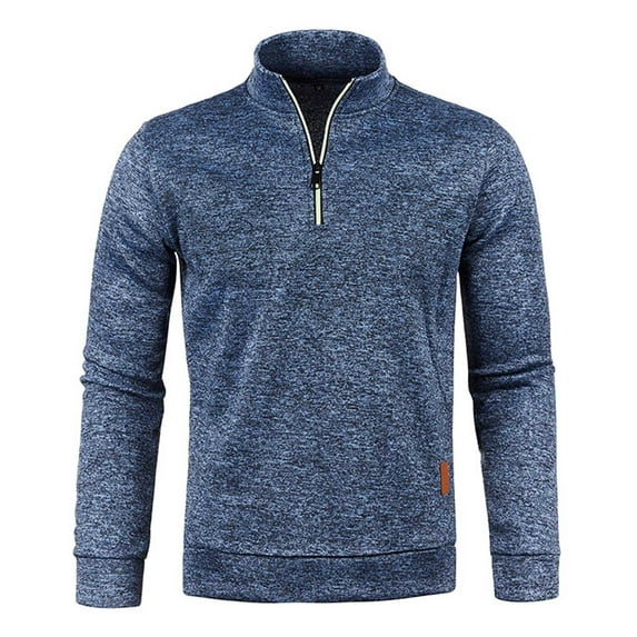 Men's Quarter Zip Thermal Fleece Lined Sweater,Winter Lightweight Soft Pullover Outdoor Athletic Lapel Sweatshirt