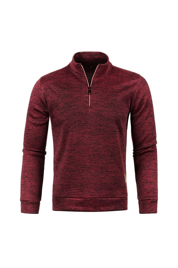 Men's Quarter Zip Thermal Fleece Lined Sweater Winter Lightweight Soft Pullover Outdoor Athletic Lapel Sweatshirt