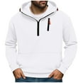 thumbnail image 1 of Men's Quarter Zip Up Hoodies Oversized Hood Sweatshirts Casual Zip Sweatshirts Fashion Long Sleeve Tops with Pockets (XL, White), 1 of 7