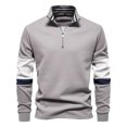 thumbnail image 1 of Men's Quarter Zip Up Pullover Sweatshirt Loose Stand Collar Long Sleeve Tops Fall Casual Color Match Shirt (Gray S), 1 of 4