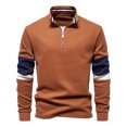 thumbnail image 1 of Men's Quarter Zip Up Pullover Sweatshirt Loose Stand Collar Long Sleeve Tops Fall Casual Color Match Shirt (Yellow L), 1 of 6
