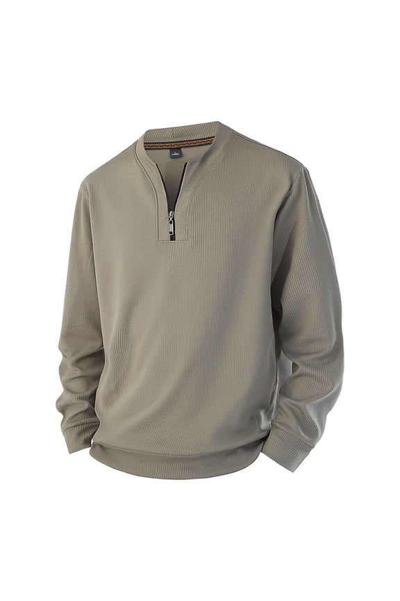 Men's Quarter Zip Up Pullover Sweatshirts Solid Color Long Sleeve Mock Neck Sweater